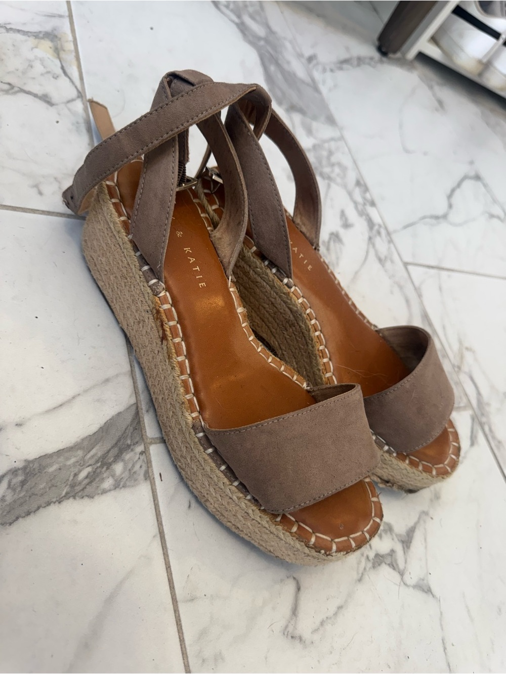 DSW Taupe Suede Espadrille Wedge Sandals